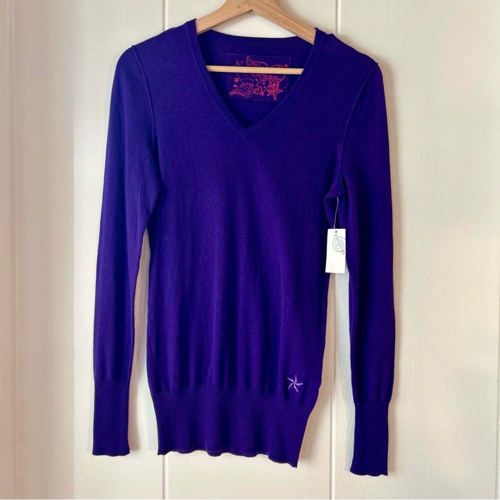 NWT Purple V-Neck Cashmere Sweater by Nollie NWT size small cozy soft layers!